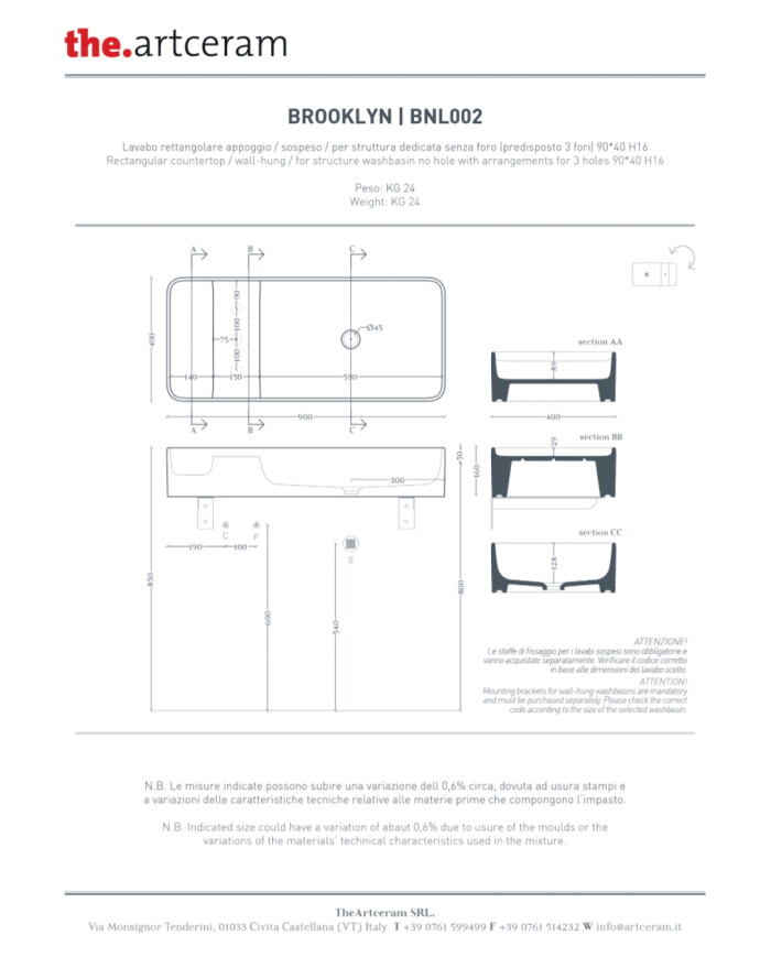 Lavabo Brooklyn 90 - The.Artceram