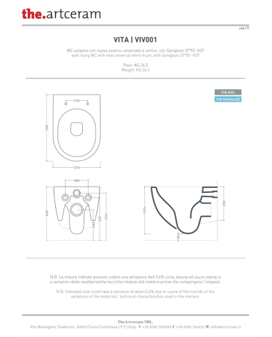 Wc suspendu 37x53cm Vita - The.artceram