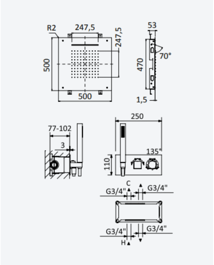 Thermostatique kit douche Escudo - Bruma