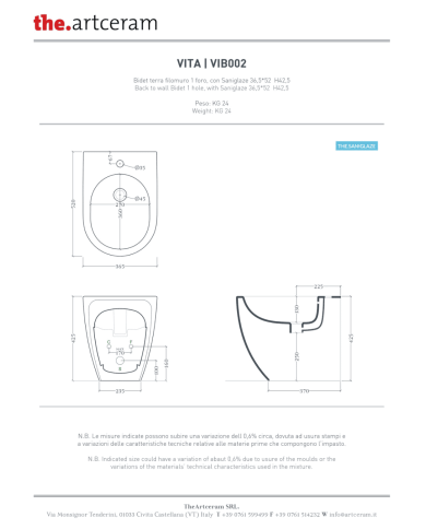 Bidet à poser 37x53cm Vita - The.artceram