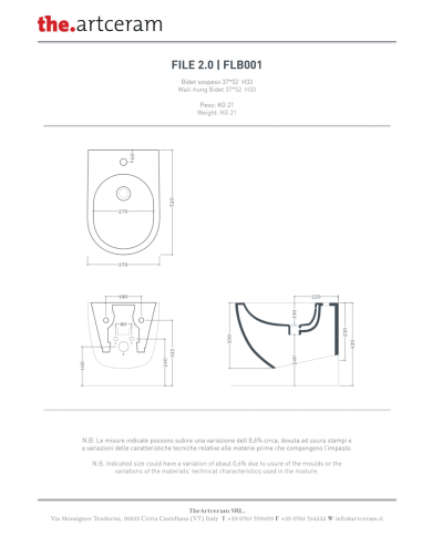 Bidet suspendu 37x52cm File - The.artceram