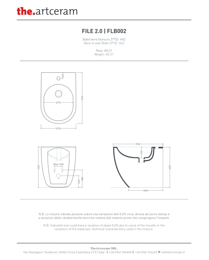 Bidet à poser 37x52cm File - The.artceram