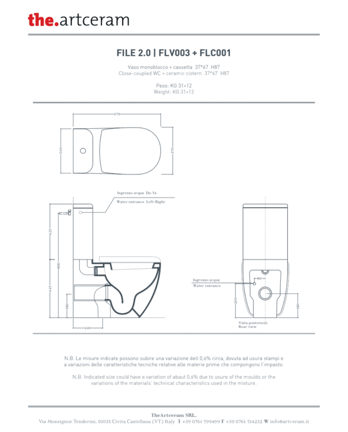 Wc monobloc à poser 37x67cm File - The.artceram