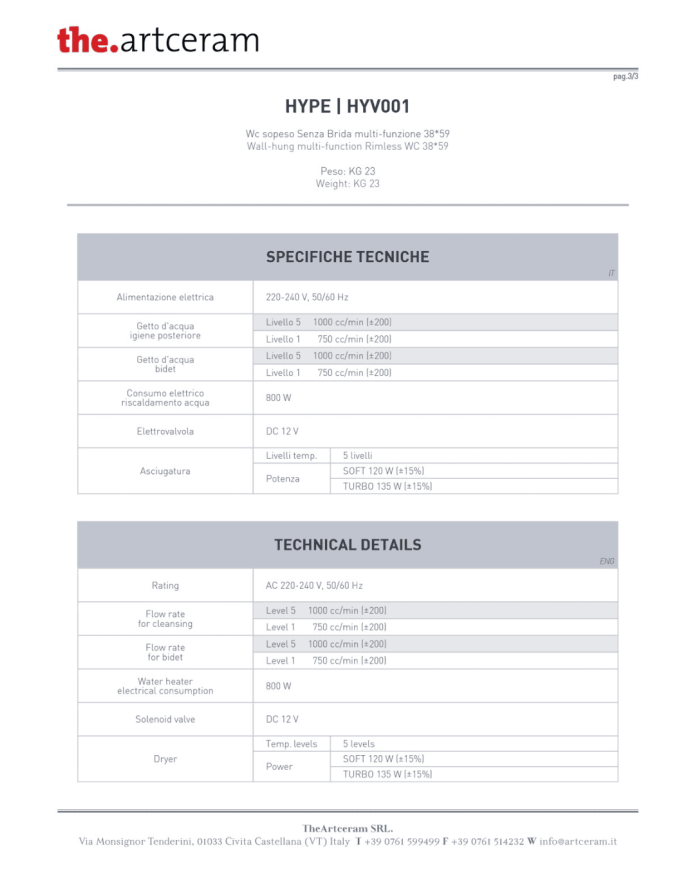 Wc smart suspendu 38x59cm Hype - The.artceram