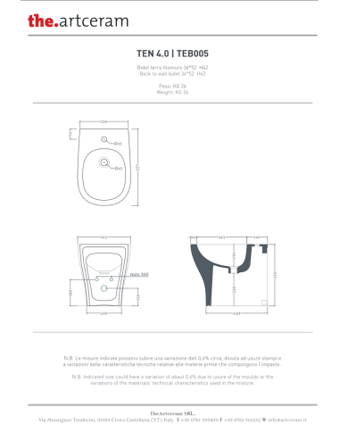 Bidet à poser 36x52cm Ten 4.0 - The.artceram