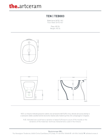 Bidet à poser 36x52cm Ten - The.artceram