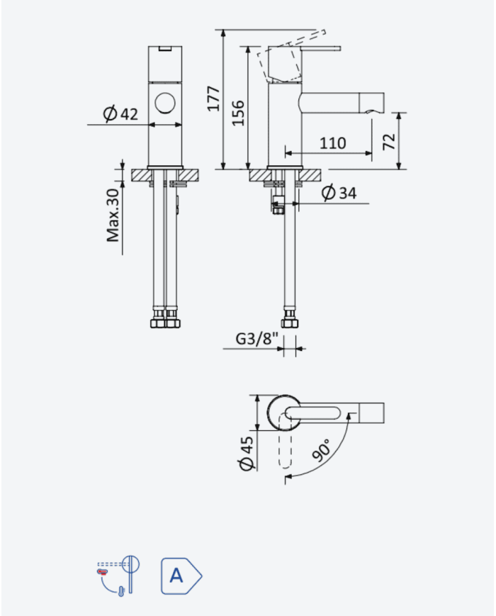 Mitigeur bidet 2 Lusa - Bruma