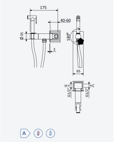 Mitigeur pour bidet / WC 180° Lusa - Bruma