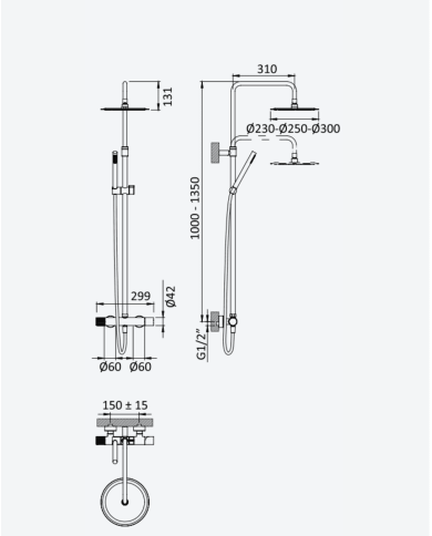 Colonne de douche system 250 Lusa - Bruma
