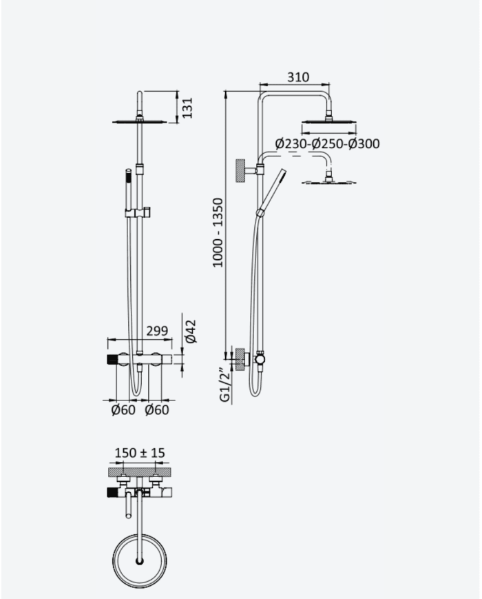 Colonne de douche system 250 Lusa - Bruma