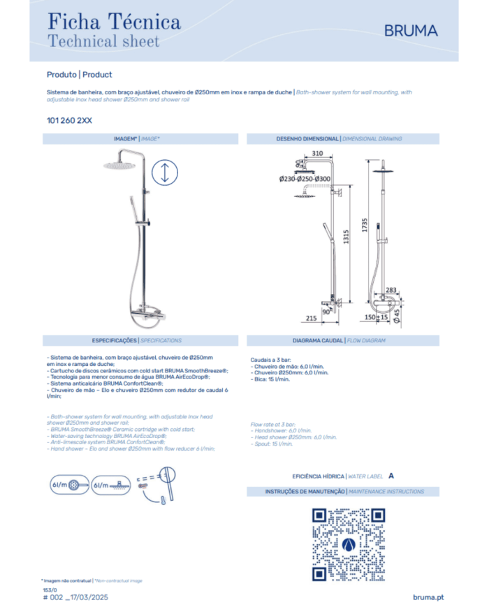 Colonne bain / douche system 250 Lusa - Bruma