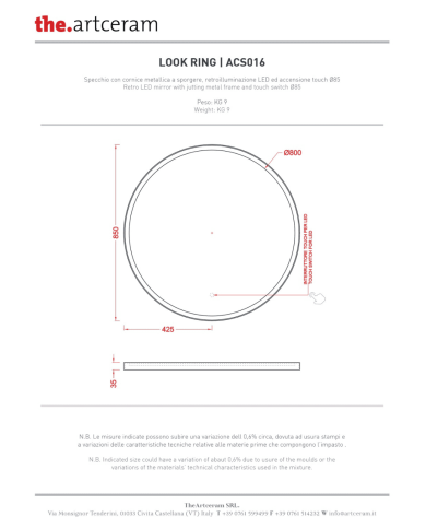 Miroir rond Ø85 Look Ring cadre métallique – The.Artceram
