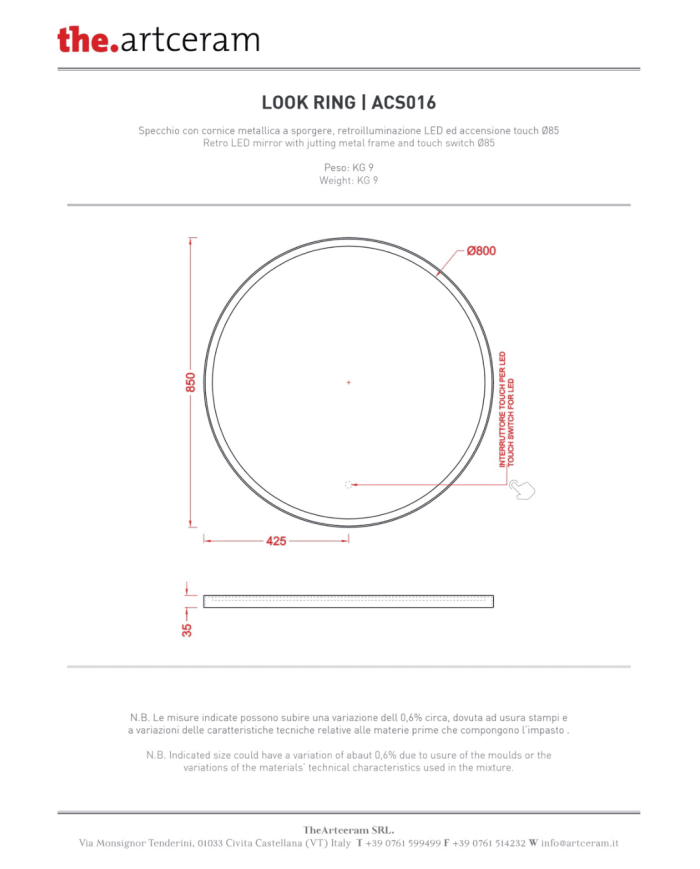 Miroir rond Ø85 Look Ring cadre métallique – The.Artceram