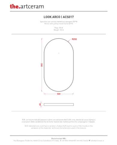 Miroir ovale 50x90cm Look Arco cadre métallique – The.Artceram