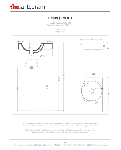 Lave-mains 27x43 suspendu Union – The.Artceram