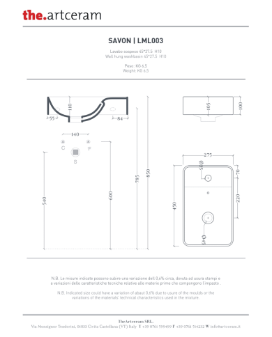 Lave-mains 27x45 suspendu Savon – The.Artceram