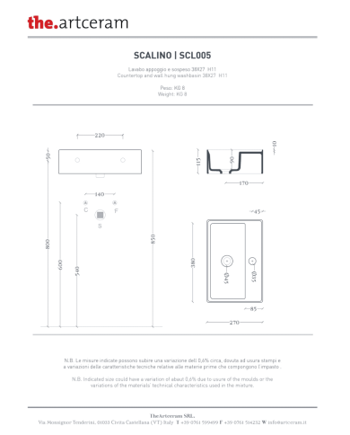 Lave-mains 38x27 suspendu Scalino – The.Artceram