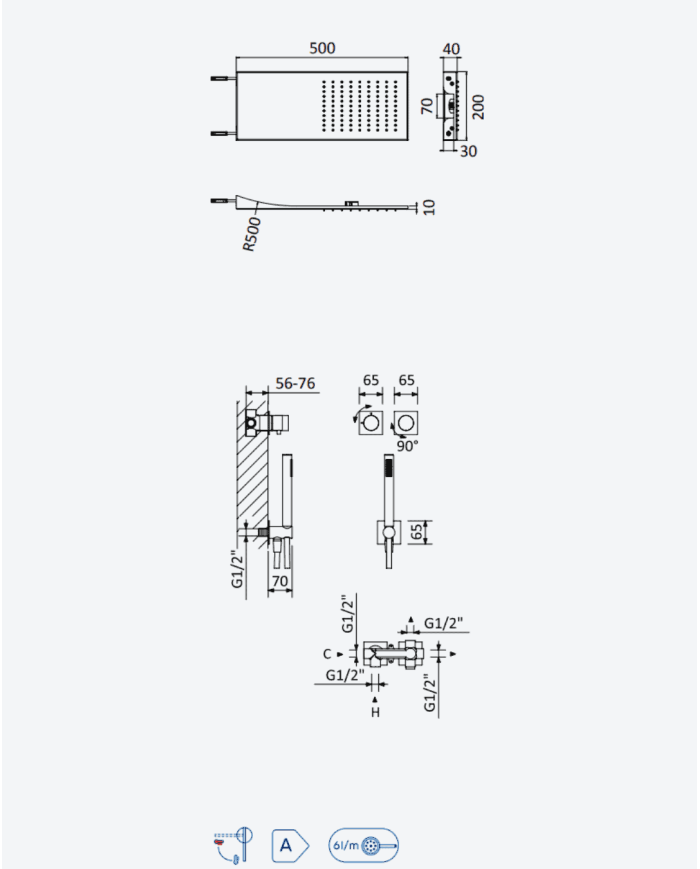 Kit douche encastré Line Lusa - Bruma