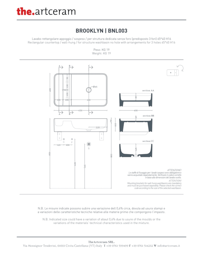 copy of Lavabo Brooklyn 90 - The.Artceram