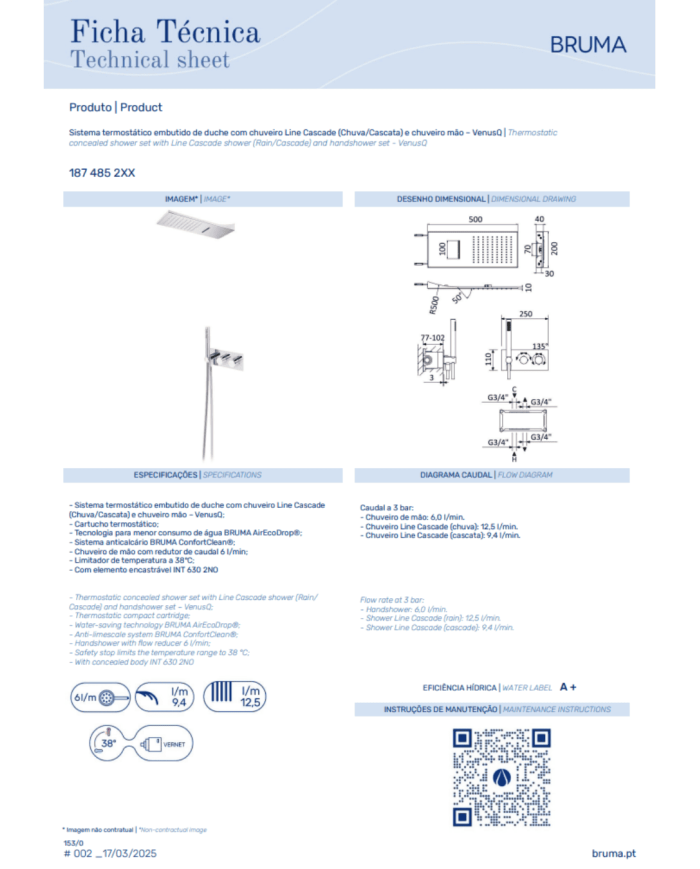 Thermostatique kit douche Lusa - Bruma