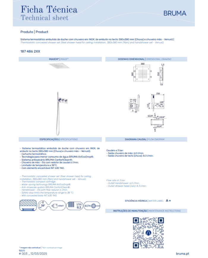 Thermostatique kit douche Lusa 2 - Bruma