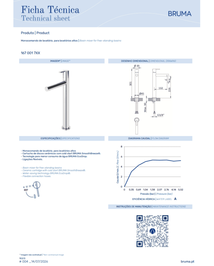 Mitigeur lavabo réhaussé Leaf - Bruma