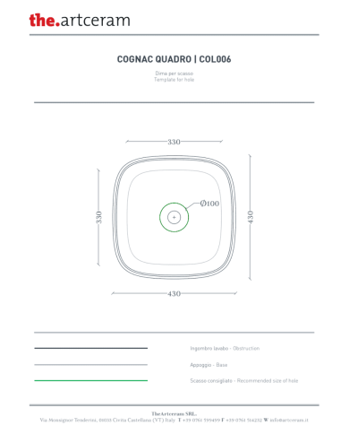 Vasque à poser Cognac Quadro 43x43 – The.Artceram