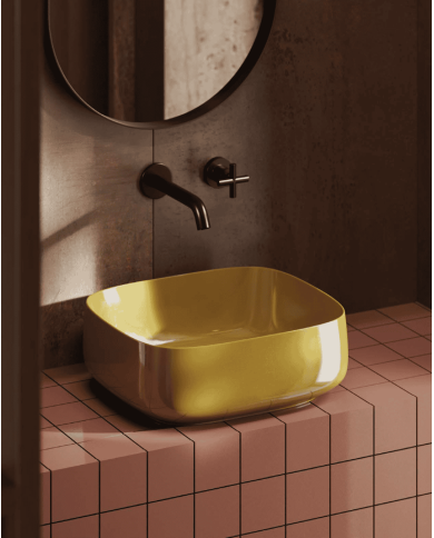 Vasque à poser Cognac Quadro 46x41 – The.Artceram