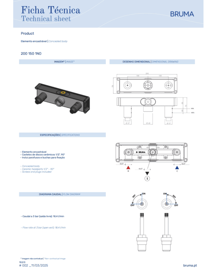 Mitigeur lavabo 3 trous Leaf - Bruma