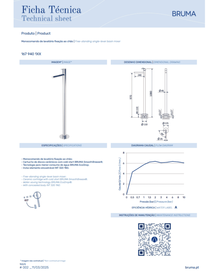Mitigeur au sol Leaf - Bruma
