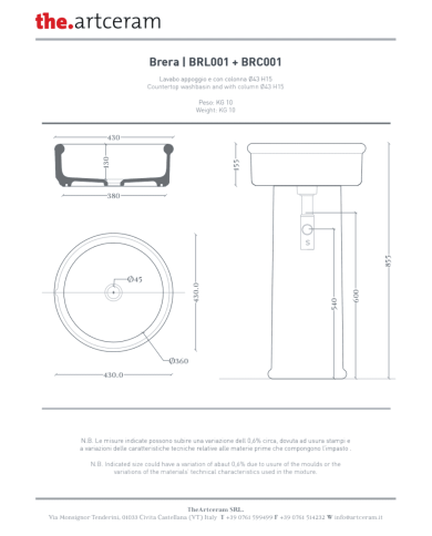 Vasque à poser Ø43 Brera – The.Artceram