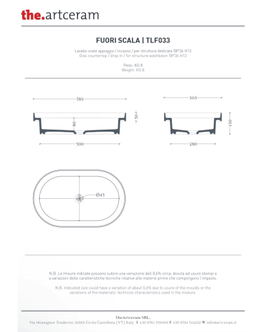 Vasque Fuori Scala 58x35 semi encastré – The.Artceram
