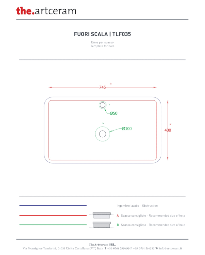 Vasque Fuori Scala 80x45 semi encastré – The.Artceram