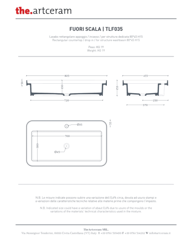 Vasque Fuori Scala 80x45 semi encastré – The.Artceram