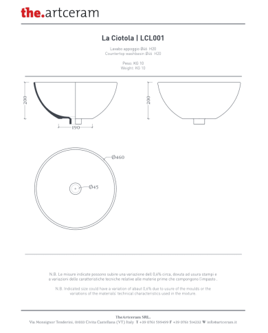 Vasque à poser La Ciotola Ø46 – The.Artceram