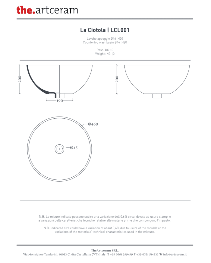 Vasque à poser La Ciotola Ø46 – The.Artceram