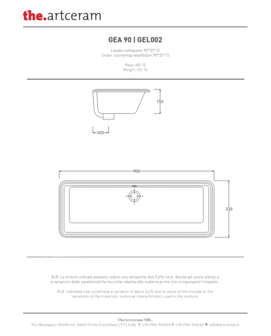 Lavabo sous plan Gea 90x33 – The.Artceram
