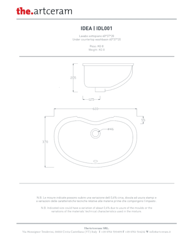Lavabo sous plan Idea 60x37 – The.Artceram