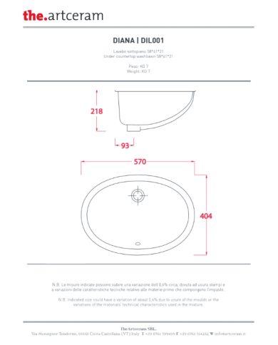 Lavabo sous plan Diana 57x40 – The.Artceram