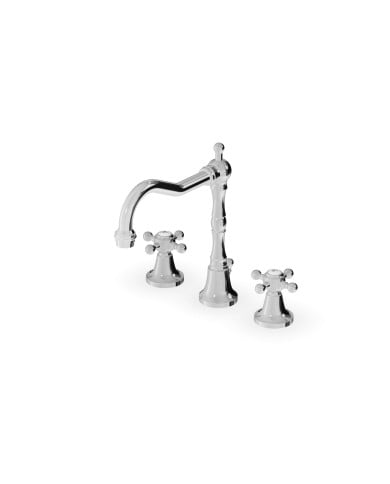 Mélangeur lavabo croix 3 trous bec fixe - Agora - Zucchetti