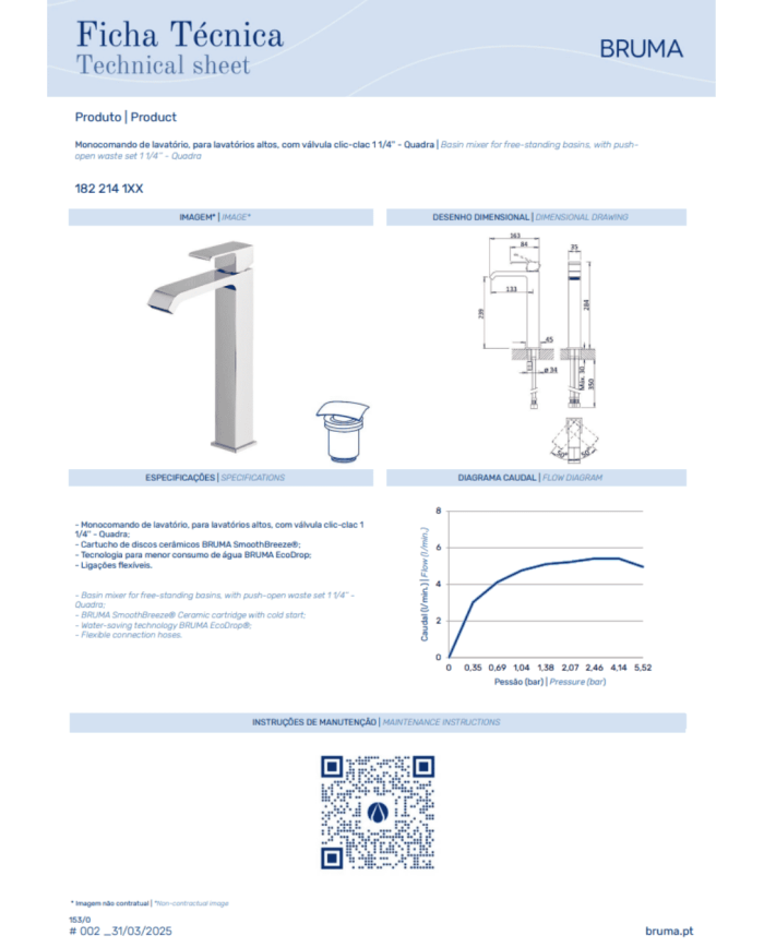 Mitigeur lavabo réhaussé Linea - Bruma