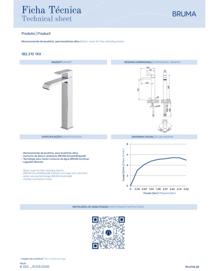 Mitigeur lavabo réhaussé Linea - Bruma