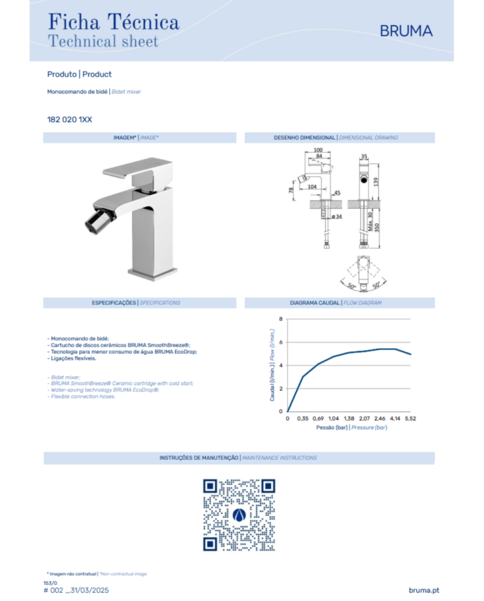 Mitigeur bidet Linea - Bruma