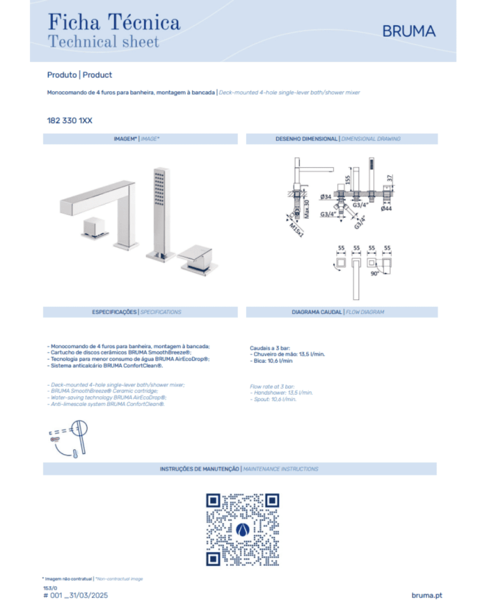 Mitigeur monocommande bain/douche Linea - Bruma