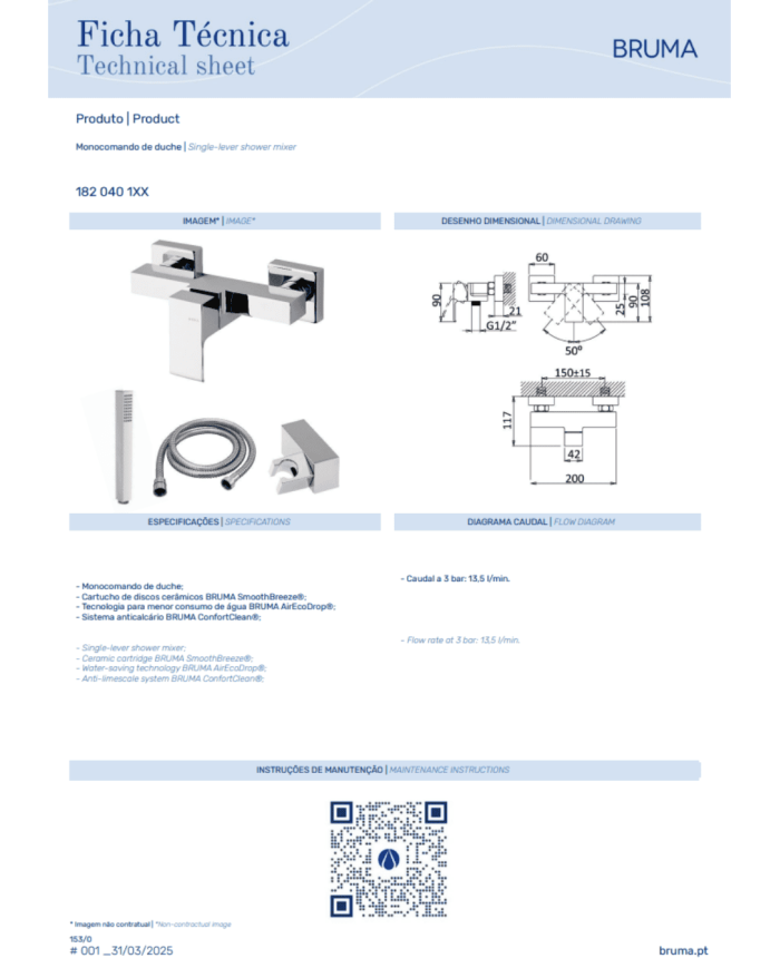 Mitigeur monocommande douche Linea - Bruma