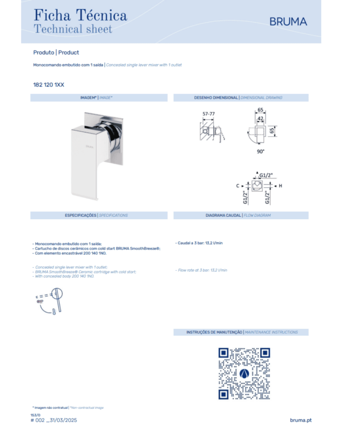 Mitigeur encastré 1 sortie Linea - Bruma