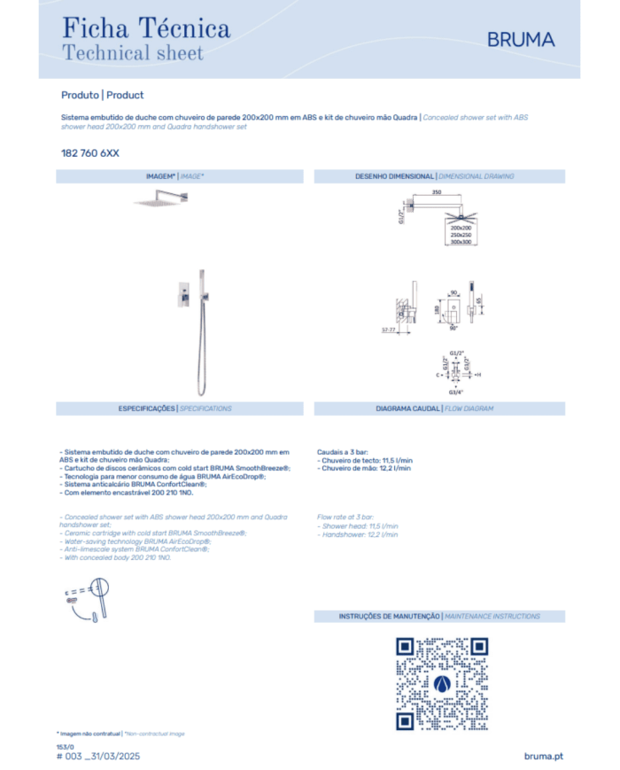 Kit douche encastré 2 Linea - Bruma