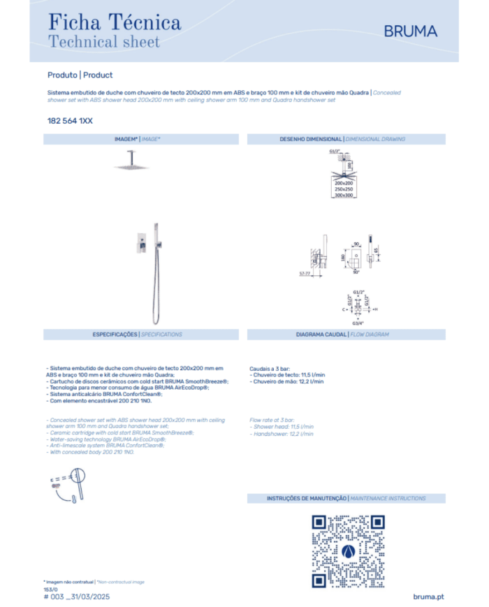 Kit douche encastré 3 Linea - Bruma
