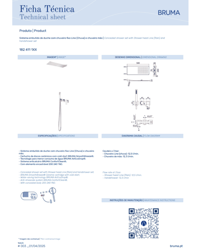Kit douche encastré 7 Linea - Bruma