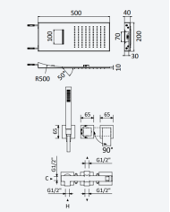 Kit douche encastré 7 Linea - Bruma